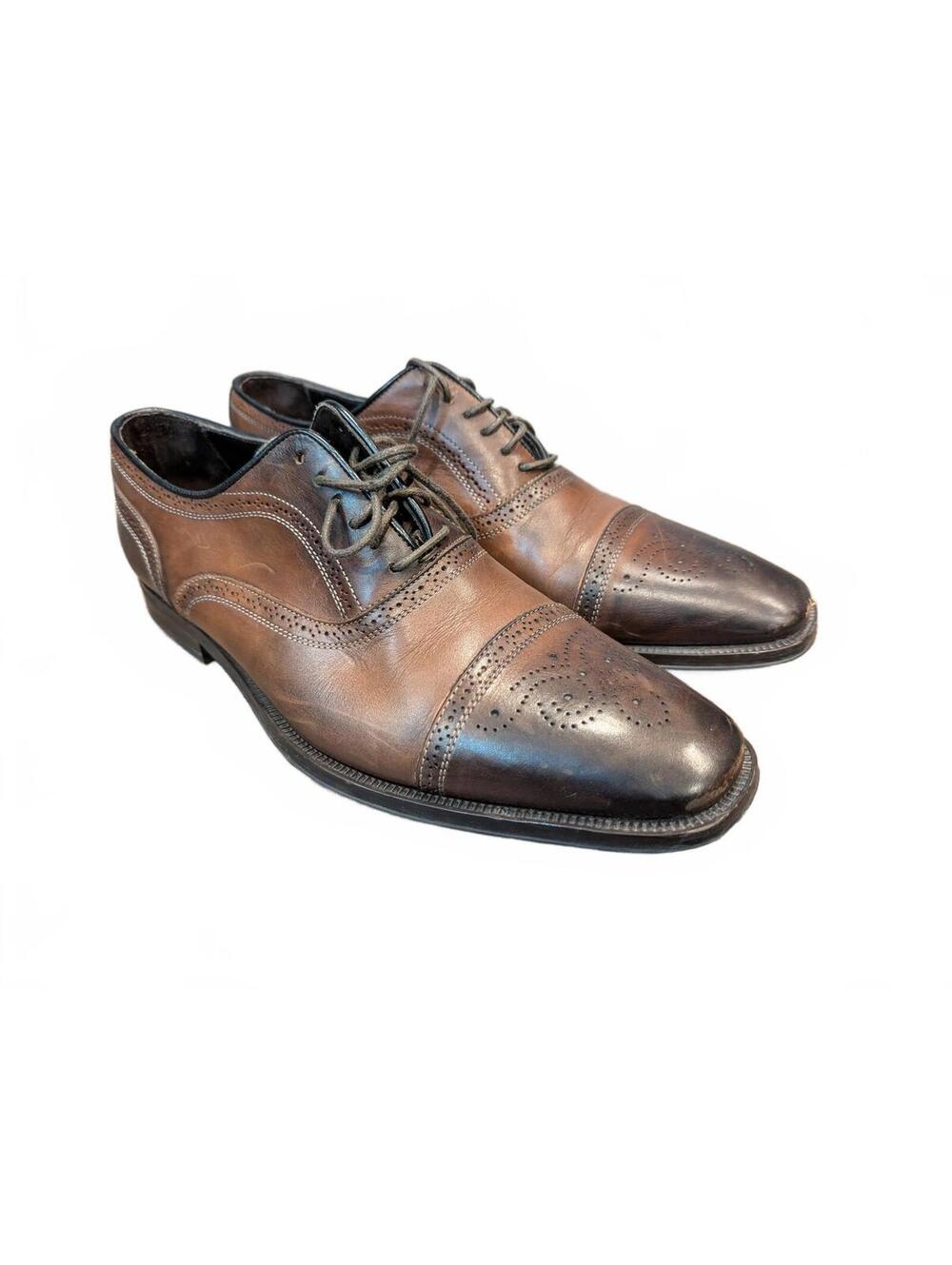 To Boot New York Adam Derrick Brown Leather Cap Toe Oxford Brogue Shoes Mens 8.5